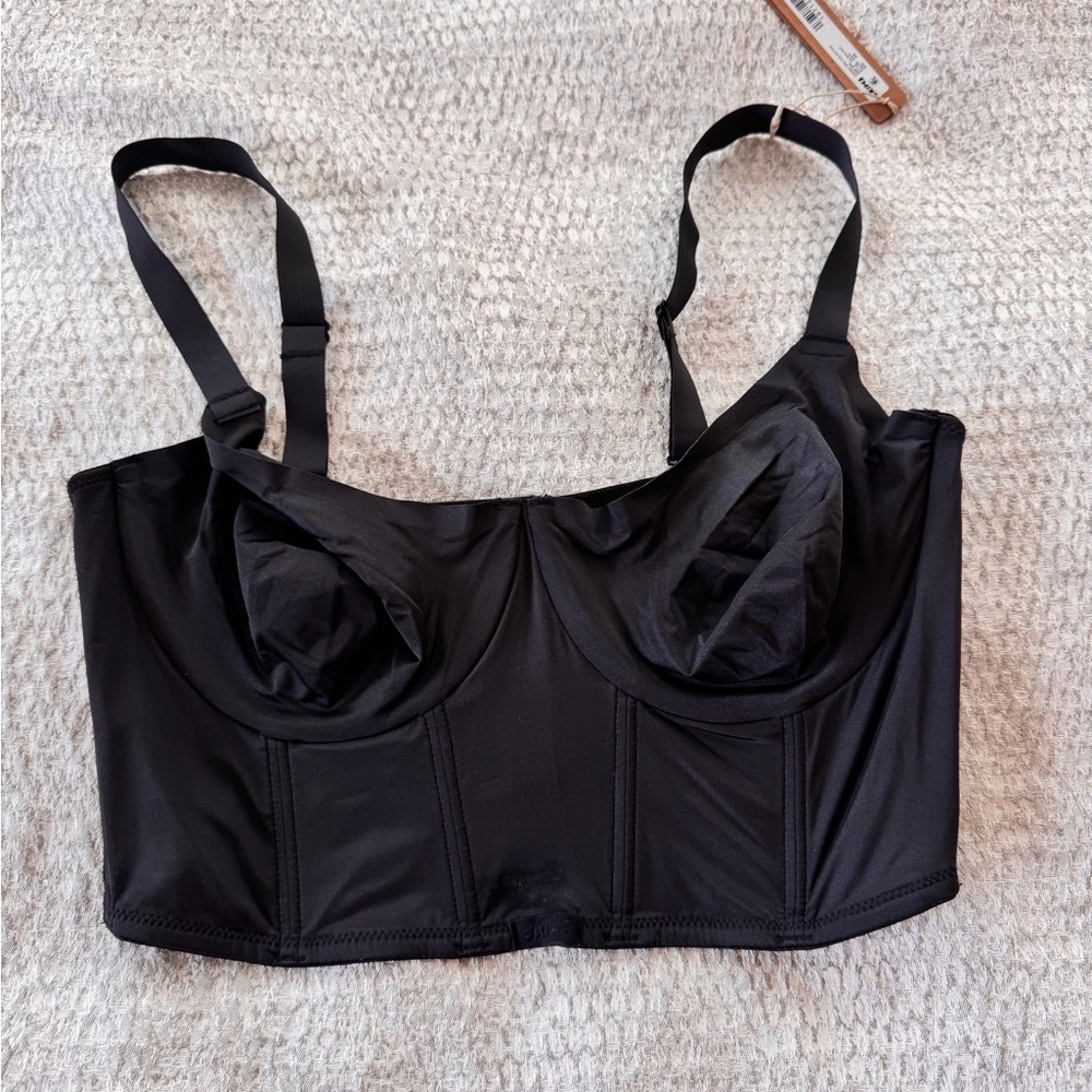 SKIMS Logo Shine Demi Corset Bustier  Black Women's Bra